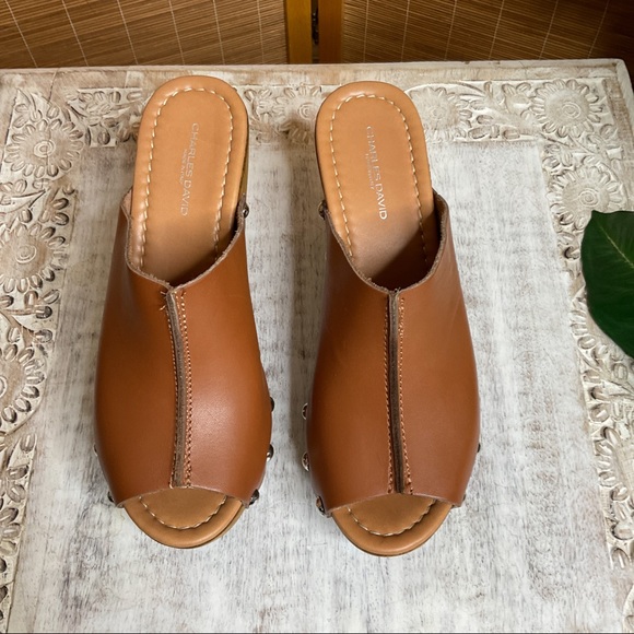 Charles David Cari Peep-Toe Clog 7.5 Tobacco - Picture 5 of 13